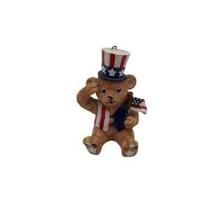 Vintage Patriotic Bear Figurine Uncle Sam 4th of July Decor